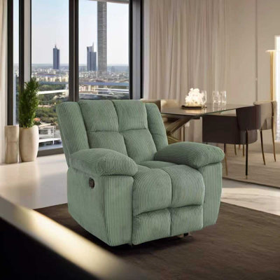 Fauteuil inclinable de salon en molleton vert menthe et turquoise