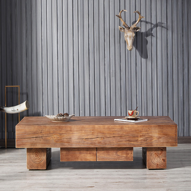 Log style simple coffee table, 15.74" H x 47.24" L x 29.52" W