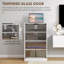 Armoire, verre moderne, porte en verre à tablettes réglables, support, chaîne stéréo à 4 niveaux, support audio-vidéo avec portes trempées et gestion des câbles