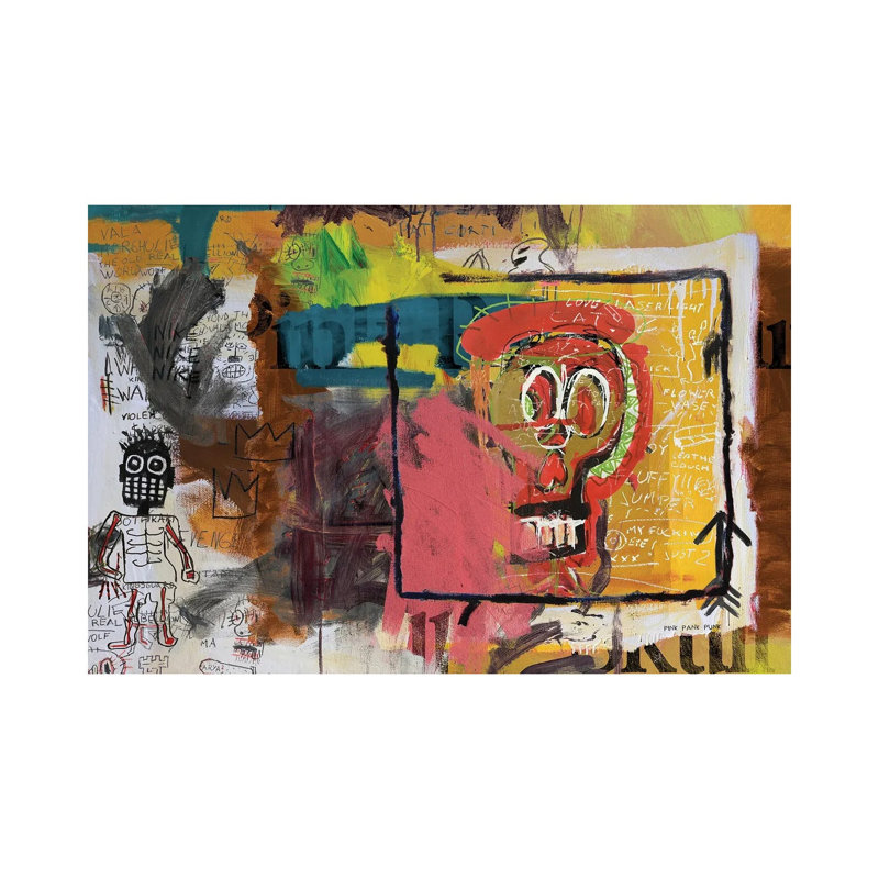 Skull Head by PinkPankPunk - Wrapped Canvas Print, 101.6 cm H x 66.04 cm W x 3.175 cm D
