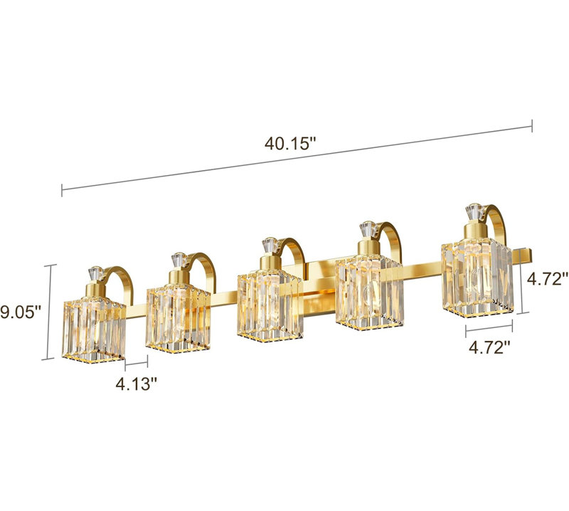 Luminaires de salle de bain modernes en cristal, Doré