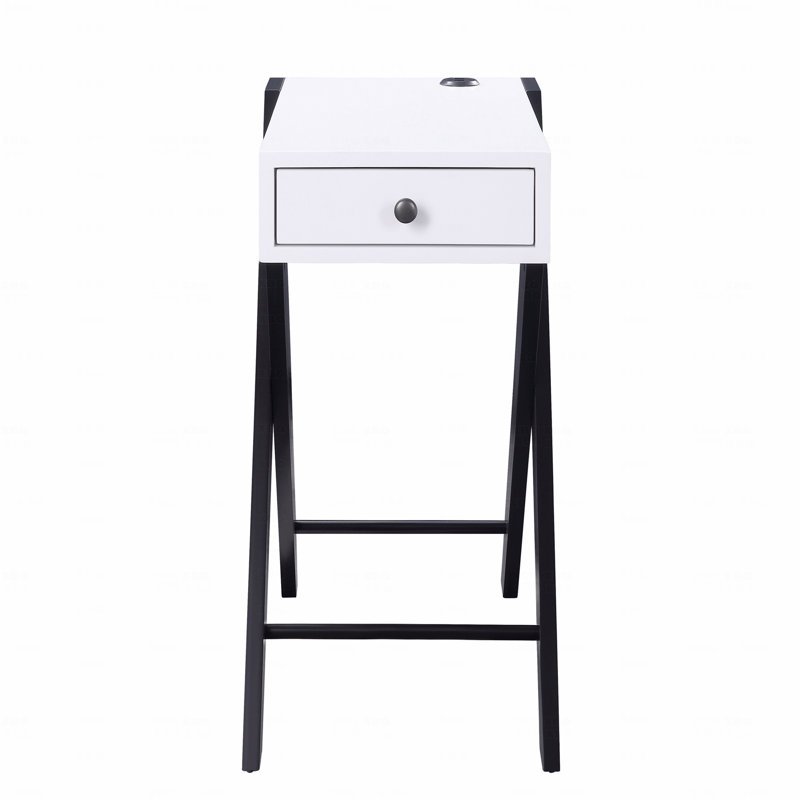Table d'appoint avec ports USB, Blanc