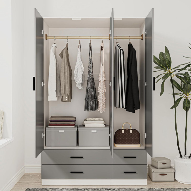 Retonia Manufactured Wood Wardrobe, White/Grey