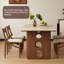 Table de table en pierre frittée avec base en bois de frêne massif, table de salle à manger ronde résistante à la chaleur et aux égratignures-1253956732