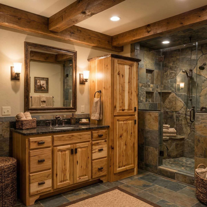 Armoire à linge Fireside Lodge Hickory, Noyer traditionnel, l 18 po x H 78 po, Charnières à gauche