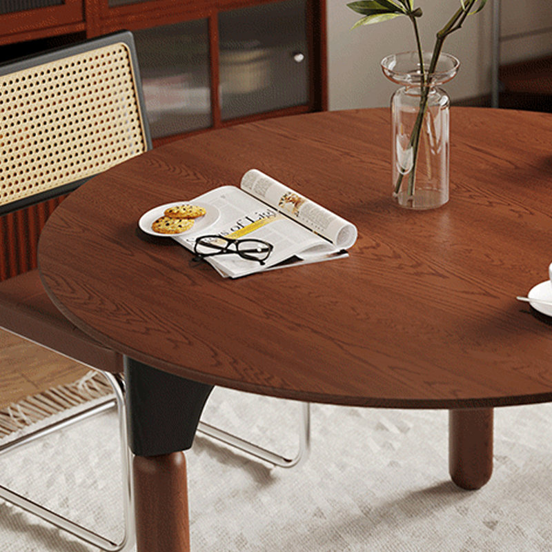 Table ronde rétro en bois massif noir brun, H 29,52 po x L 51,18 po x l 51,18 po