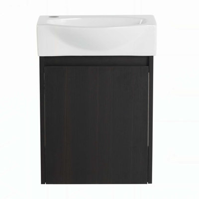 Compact Bathroom Vanity with Modern Ceramic Sink and Practical Storage Cabinet for Small Spaces