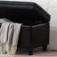 Banc de rangement rembourré capitonné en lin avec pieds en bois et banc de rangement