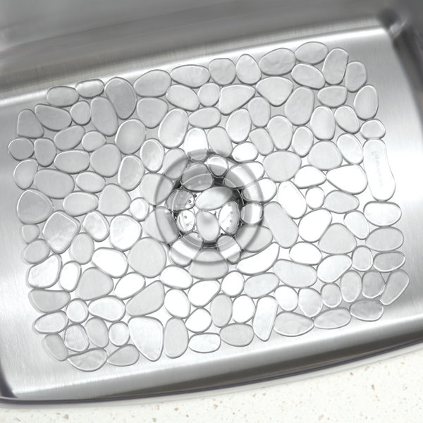 mDesign Plastic Kitchen Sink Protector Set, Slotted Design, Set of 3 - Red