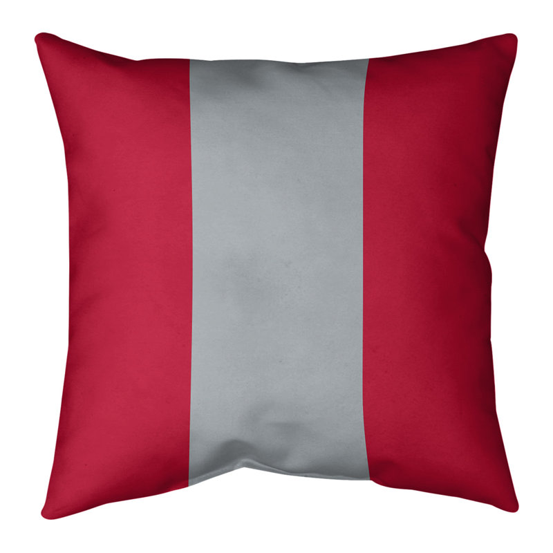 Coussin décoratif , 18 po x 18 po, Rouge / argenté, Simili lin