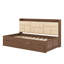 Lit de jour en bois avec tablettes de rangement rembourrées-388513610
