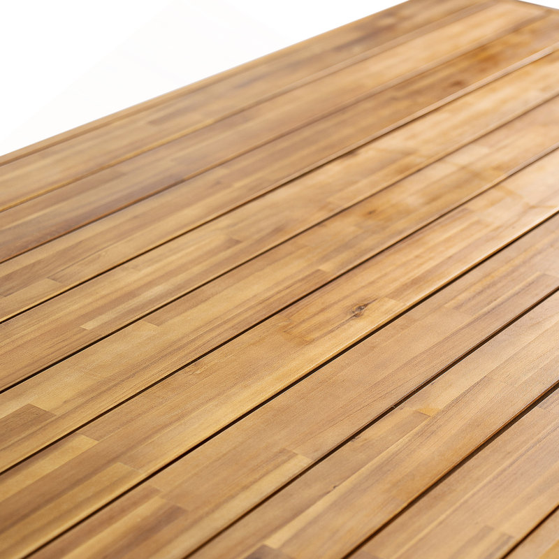 Table de salle à manger d'extérieur en bois d'acacia de 67 po, idéale pour les rassemblements de patio et de jardin, finition teck