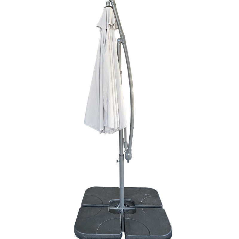 Parasol de marché extérieur 10 pi gris - structure de cadre, augmente la stabilité pour le patio gris, manivelle lisse et réglage de l'inclinaison, pique-niques et barbecues idéaux