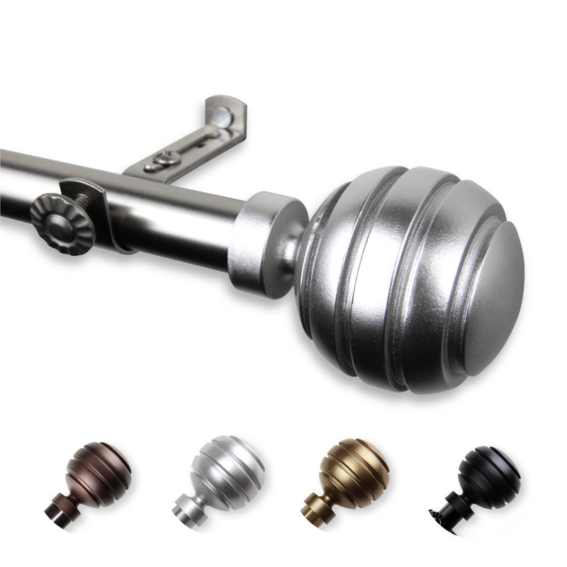 Tringle à rideaux simple Pepin, Nickel satiné, 66 po à 120 po
