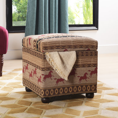45.72cm Wide Square Striped Ottoman with Storage
