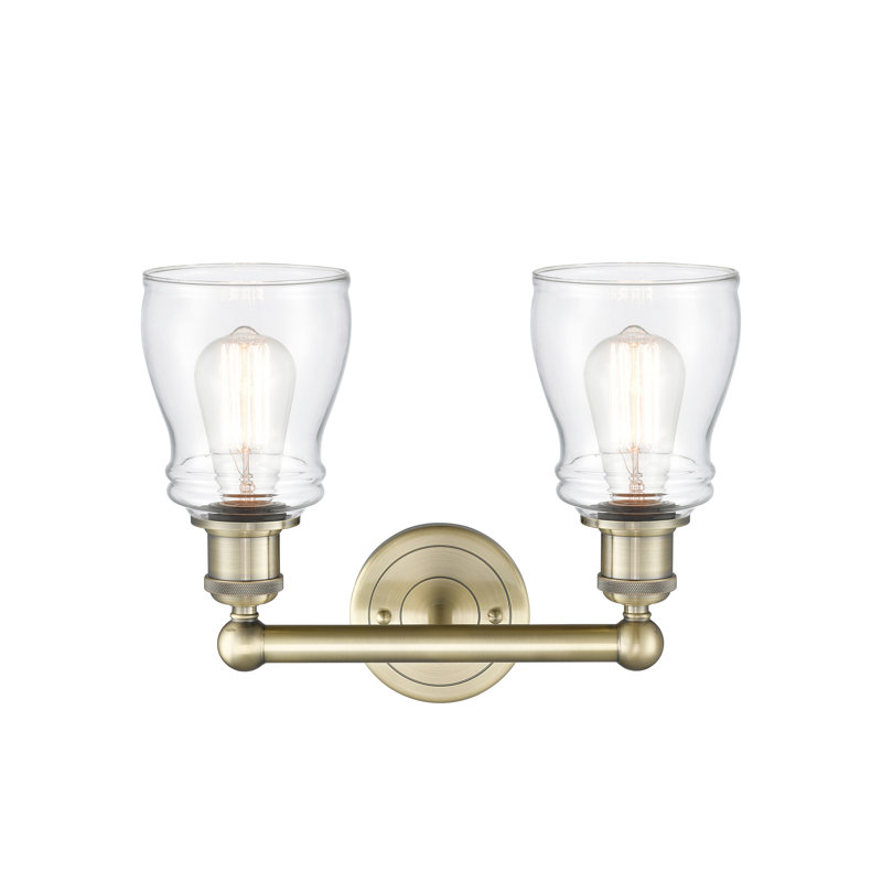 Éclairage pour meuble-lavabo à 2 lumières, Transparent, Laiton antique