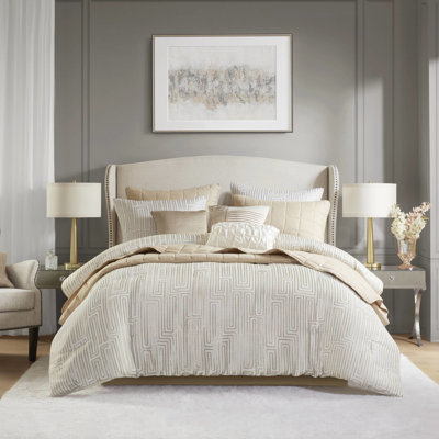 10 Piece Queen Comforter And Quilt - All Season Coziness, Feature, Shams Pcs Luxury Comfortable With Bartack Detail, Shams, Bed Skirt