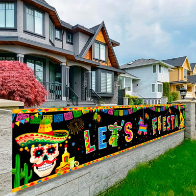 Mexican Fiesta Yard Banner, 118''x19.6''Mexican Theme Birthday Party Yard Banner