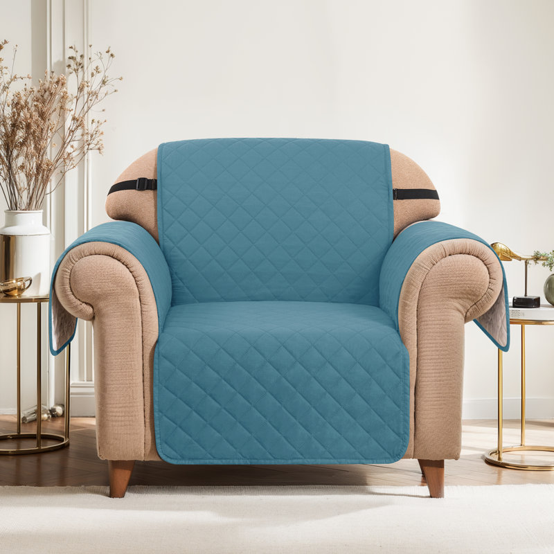 Housse de fauteuil pour 1 canapé, housse de canapé antidérapante pour chiens, housse de protection de meuble avec sangles élastiques en mousse pour chat (turquoise)