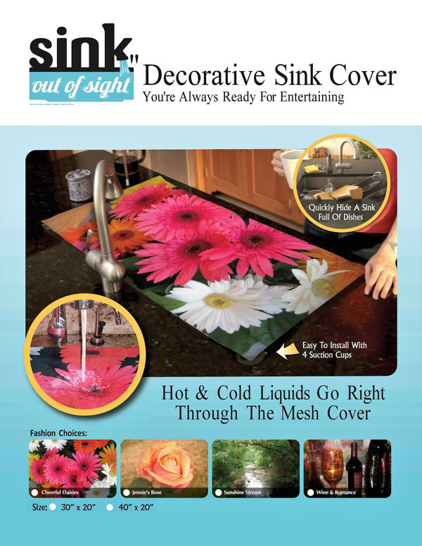 Unique Applications, LLC 868566000014 Cheerful Daisies Decorative Sink Cover Size: 1 H x 40 W x 20 D