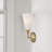 5" W x 13.5" H 1-Light Cone Sconce in Matte Brass with Tapered Soft White Glass and Tapered Backplate-123843790