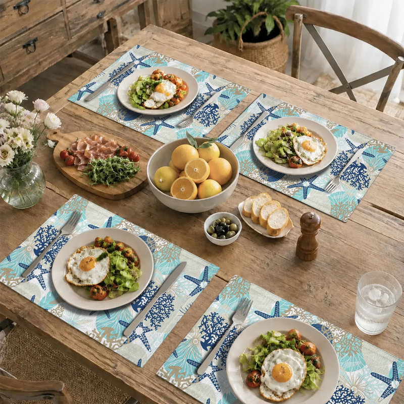 4-Piece Polyester Rectangle Dining Table Placemat