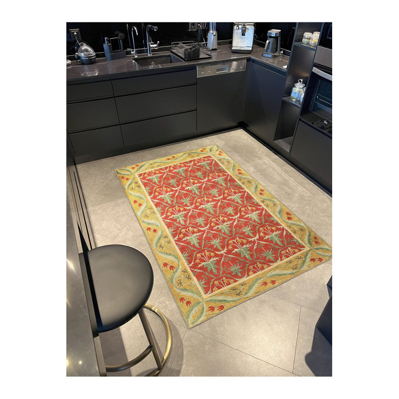 Tapis lavable à motif floral jaune, Sous-tapis carré 3 pi 3 po inclus