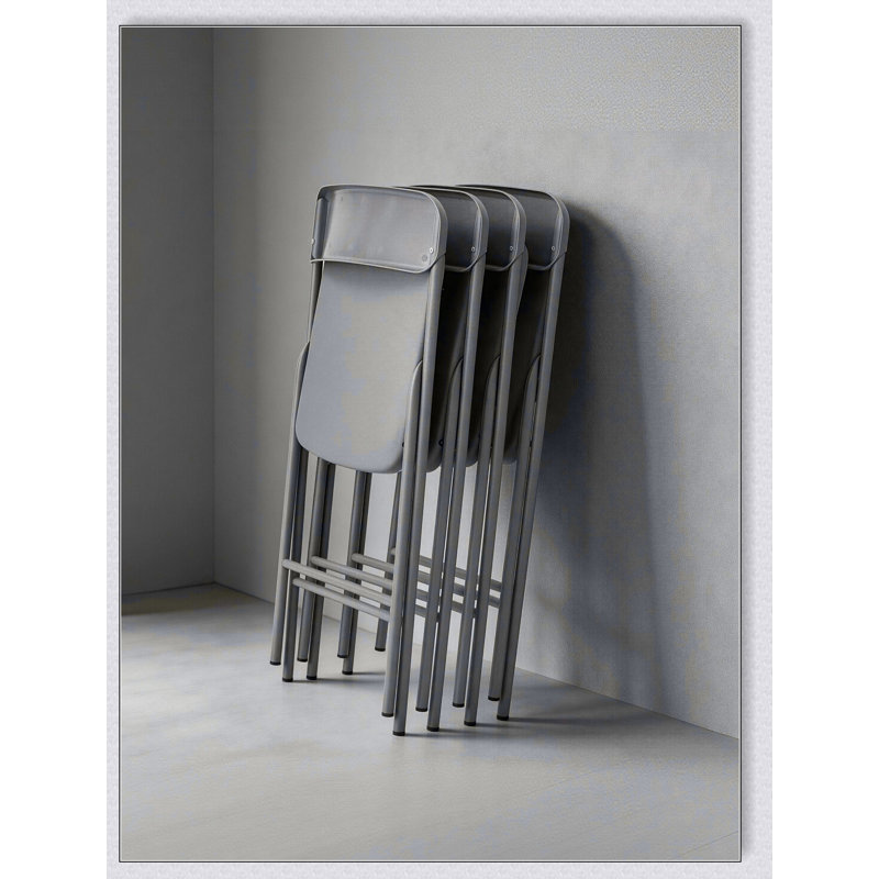 Lot de 4 chaises pliantes avec coussin en PP, chaises métalliques empilables et portables pour événements extérieurs et intérieurs, confort et durabilité.