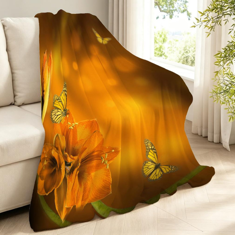 Jeté en molleton rouge flanelle ultra doux, bouquet de fleurs Gerber, Throw 40" x 50"
