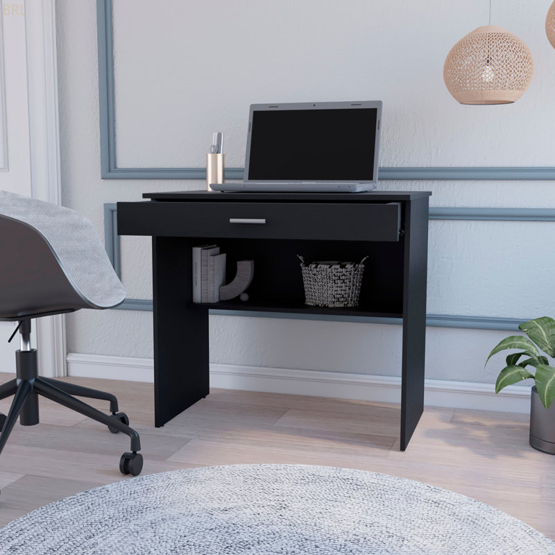 Bureau de rangement avec tiroir et tablette, Noir