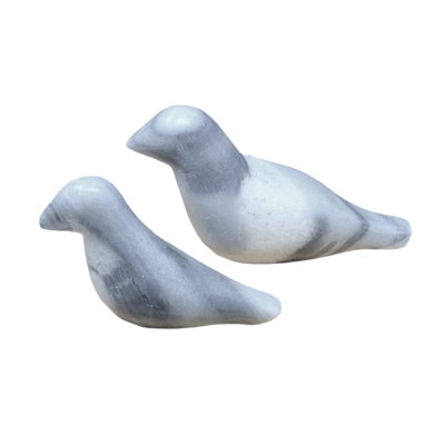 Set of 2 Marble Doves Black