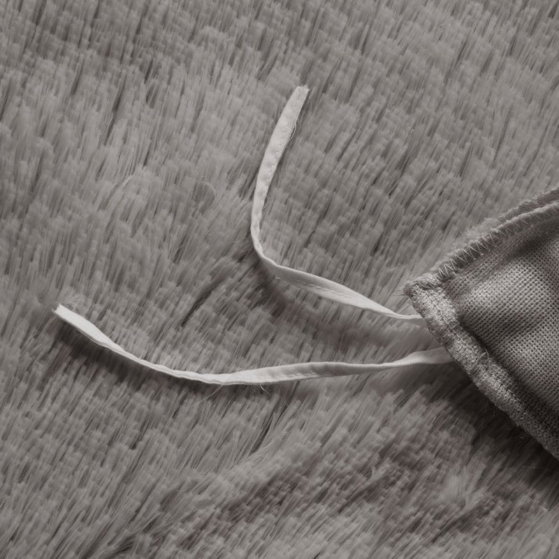 Ensemble de housse de couette en fausse fourrure à poils longs Malea, Housse de couette double / grand + 2 taies décora, Gris