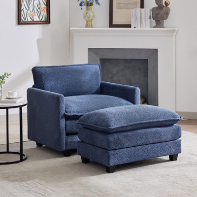 Fauteuil d'appoint rembourré avec repose-pieds Redenius Boucle