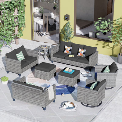 Rhyis 9 - Person Patio Conversation Set with Cushions