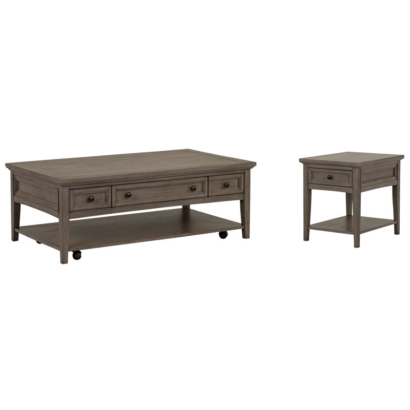Holton Rectangular Caster Cocktail Table With End Table, 2 Pieces: Coffee Table, End Table