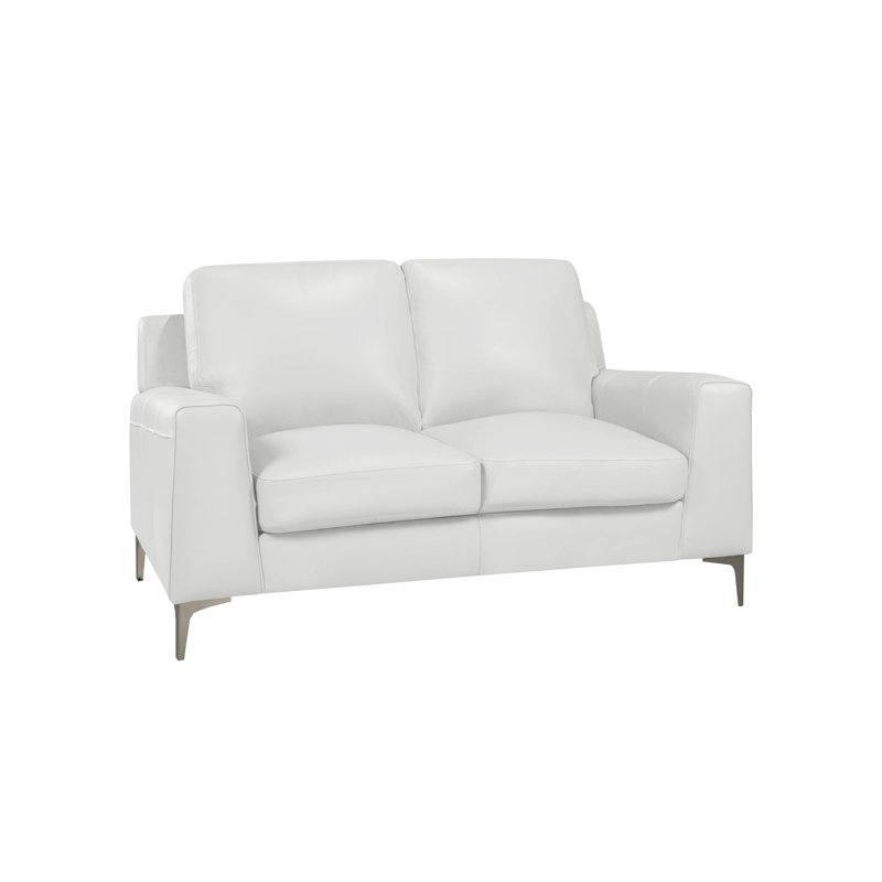 Causeuse Bijon, Cuir véritable gris clair