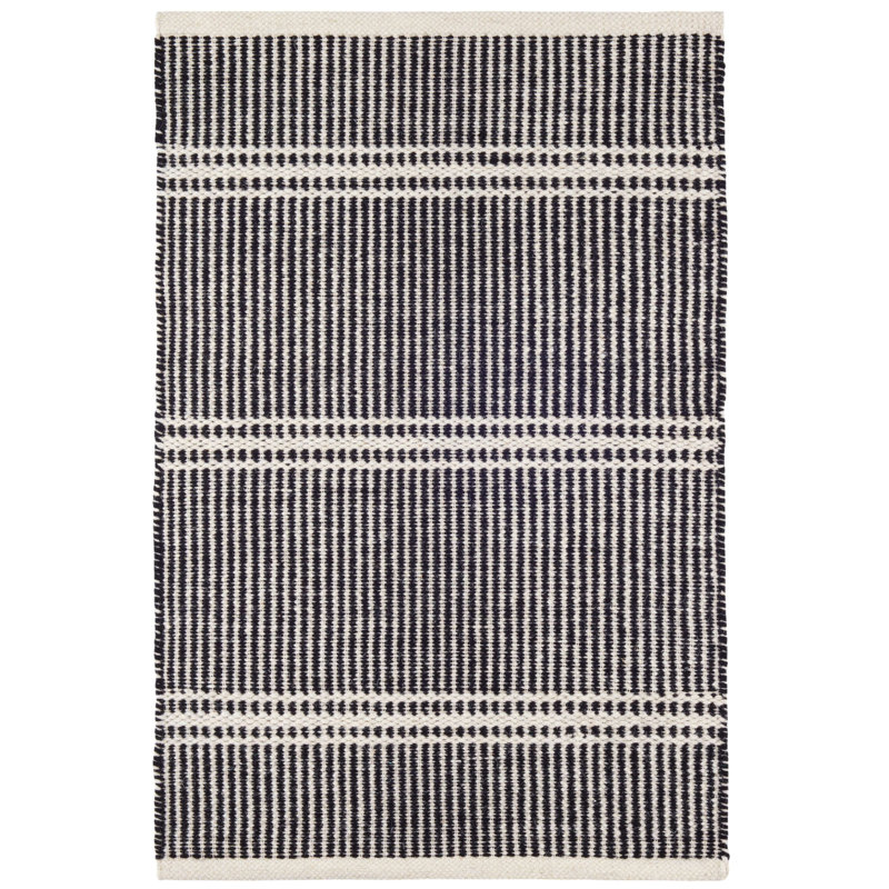 Malta Handwoven Wool Rug, Rectangle 2' x 3', Black/Ivory