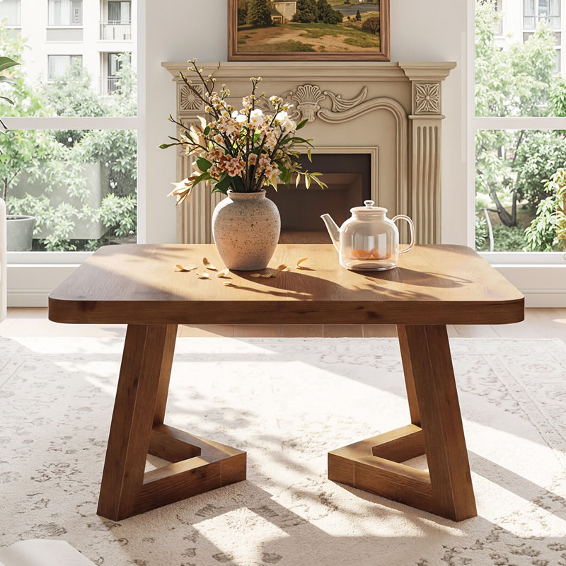 Table basse carrée l 31,5 po x P 31,5 po, petite table centrale en bois massif
