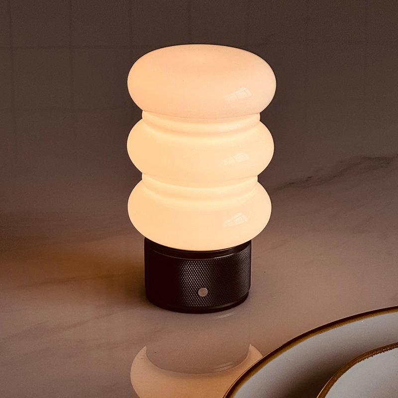 Modern Small Opal Glass Cordless Rechargeable Table Lamp 3-level Dimmable Led Bedside Lamp For Bedroom Nightstand
