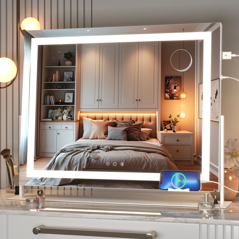 Brodowsky LED Bathroom & Vanity Mirrors, Dimmable Vanity Mirror with 1-Year Warranty, 24.2" x 19.7", White