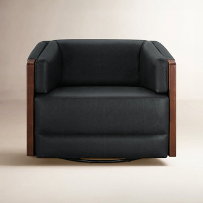 Willsboro Genuine Leather Swivel Accent Chair