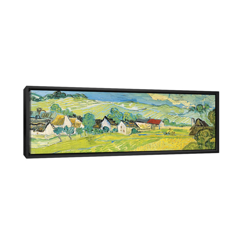 «Vue Ensoleille Près D'Auvers» par Vincent van Gogh, impression sur toile, H 12 po x l 36 po x P 1,5 po, Cadre noir