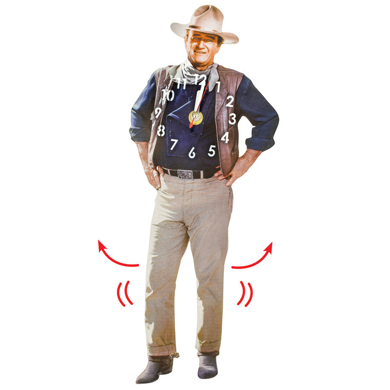 John Wayne Collectible Swinging Legs Metal Wall Clock