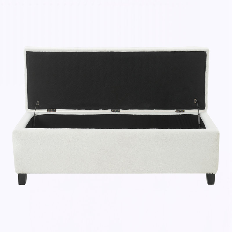 Banc repose-pieds avec rangement, Blanc