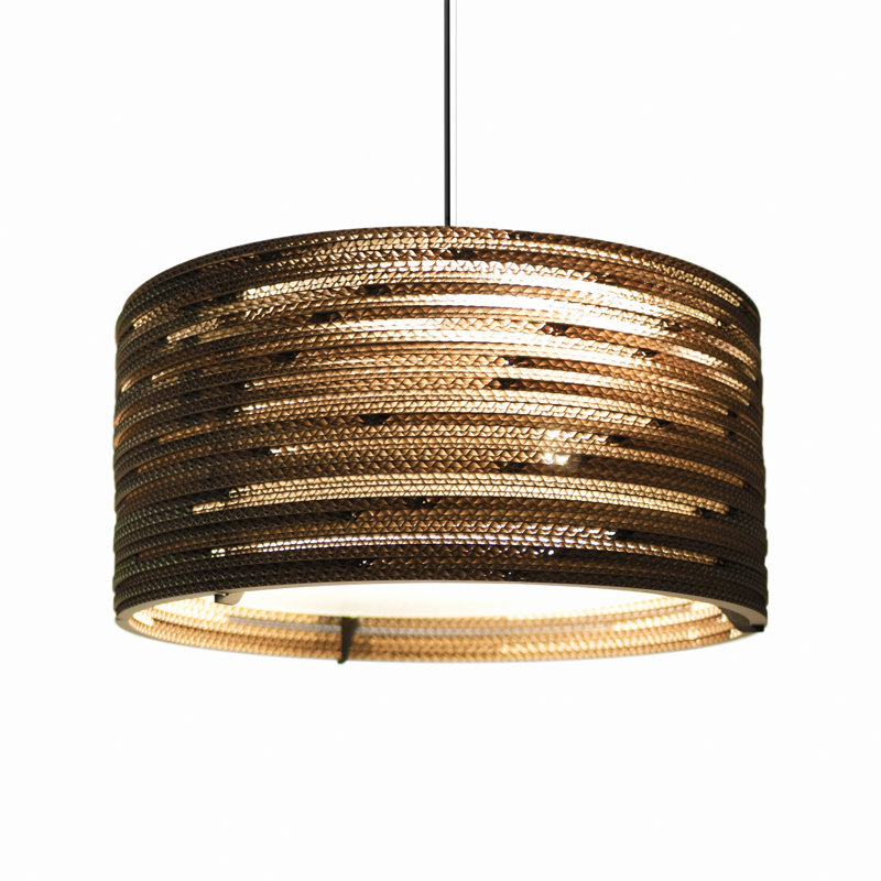 Scraplights Drum 18 Pendant Natural, 60" H x 18" W x 18" D, Brown
