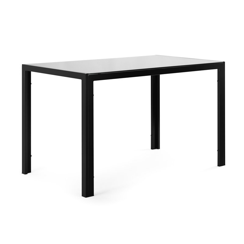 Table de salle à manger en verre trempé noir pour famille, capacité 4, 29,5 po x 47,5 po x 27,7 po, poids de 170 lb avec support de bureau et métal, noir, charge maximale