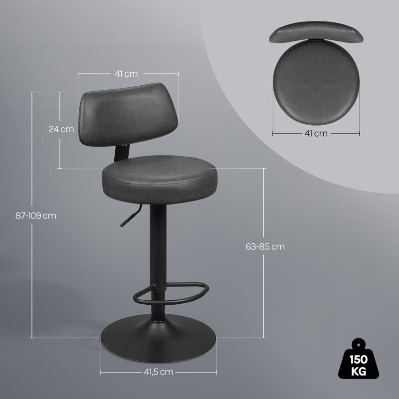 Upholstered Counter Stool with Metal Frame, Anthracite