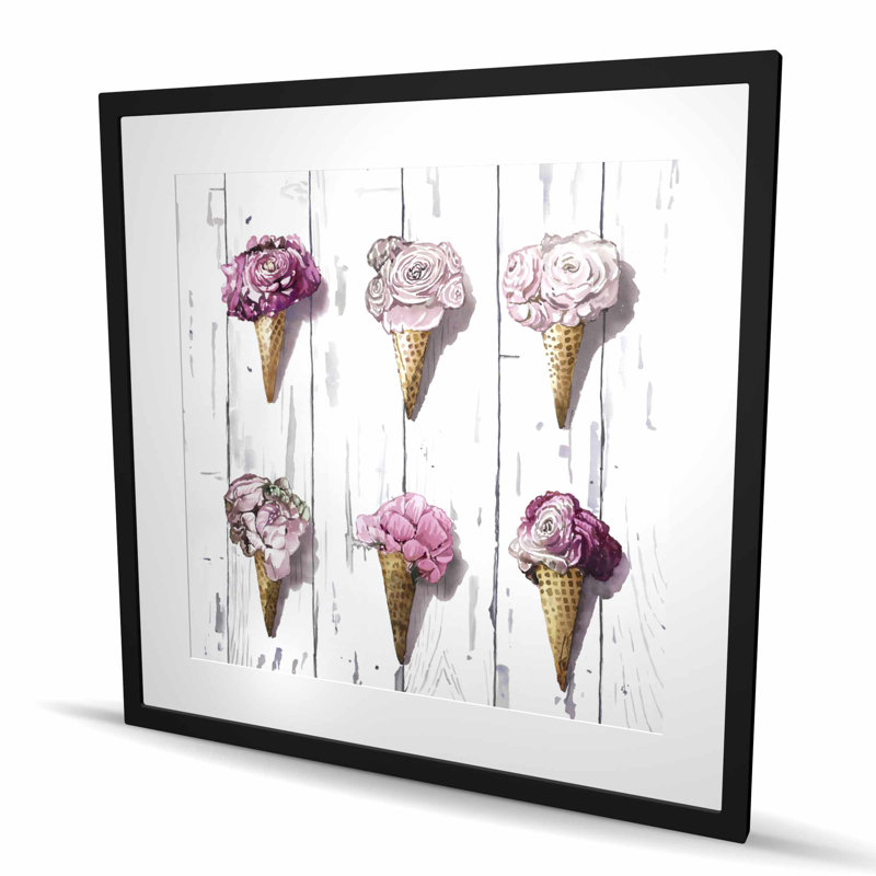 Cônes de pivoines - reproduction florale mate encadrée pour la décoration intérieure, Noir