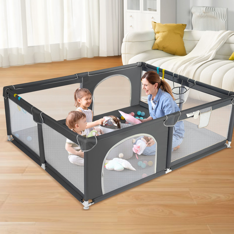 Parc pour bébé, très grand centre d'activités pour enfants, cour de jeu robuste pour les tout-petits, Gris