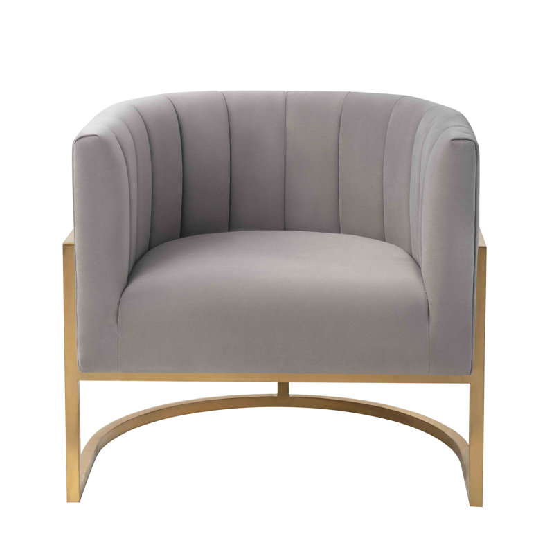 Flippen Velvet Barrel Chair, Gold, Gray